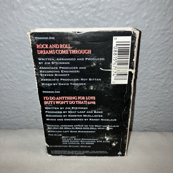 Tape Used Meat Loaf Rock And Roll Dreams Come Through Cassette 1 Single 1 Live - Picture 2 of 6